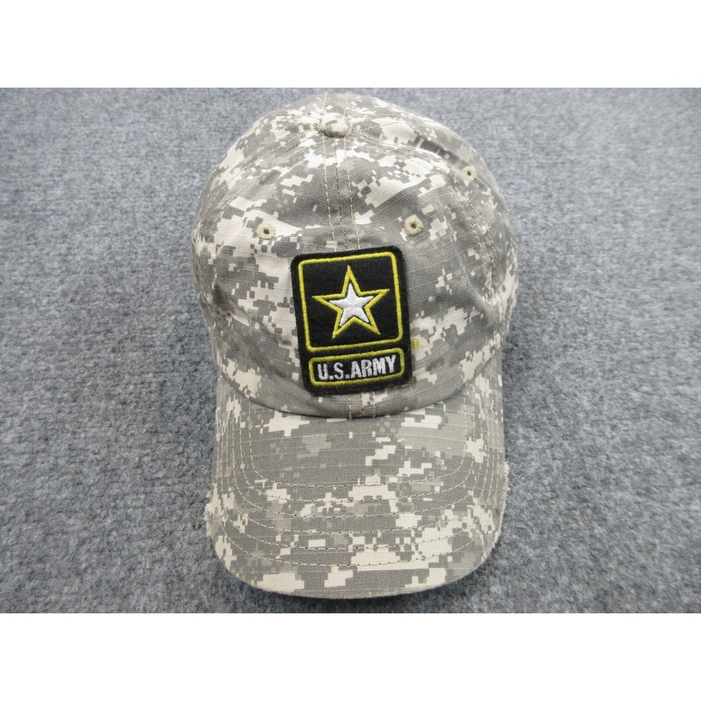US Army Hat Cap Snap Back Adjustable Green Black Logo Digital Camouflage Mens